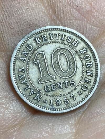 2026年第十六场(总第一百八十五场）外国好品散币场(免佣金) - 马来亚和英属婆罗洲1957年10分(伊丽莎白二世青年带冠，H标喜敦厂造)