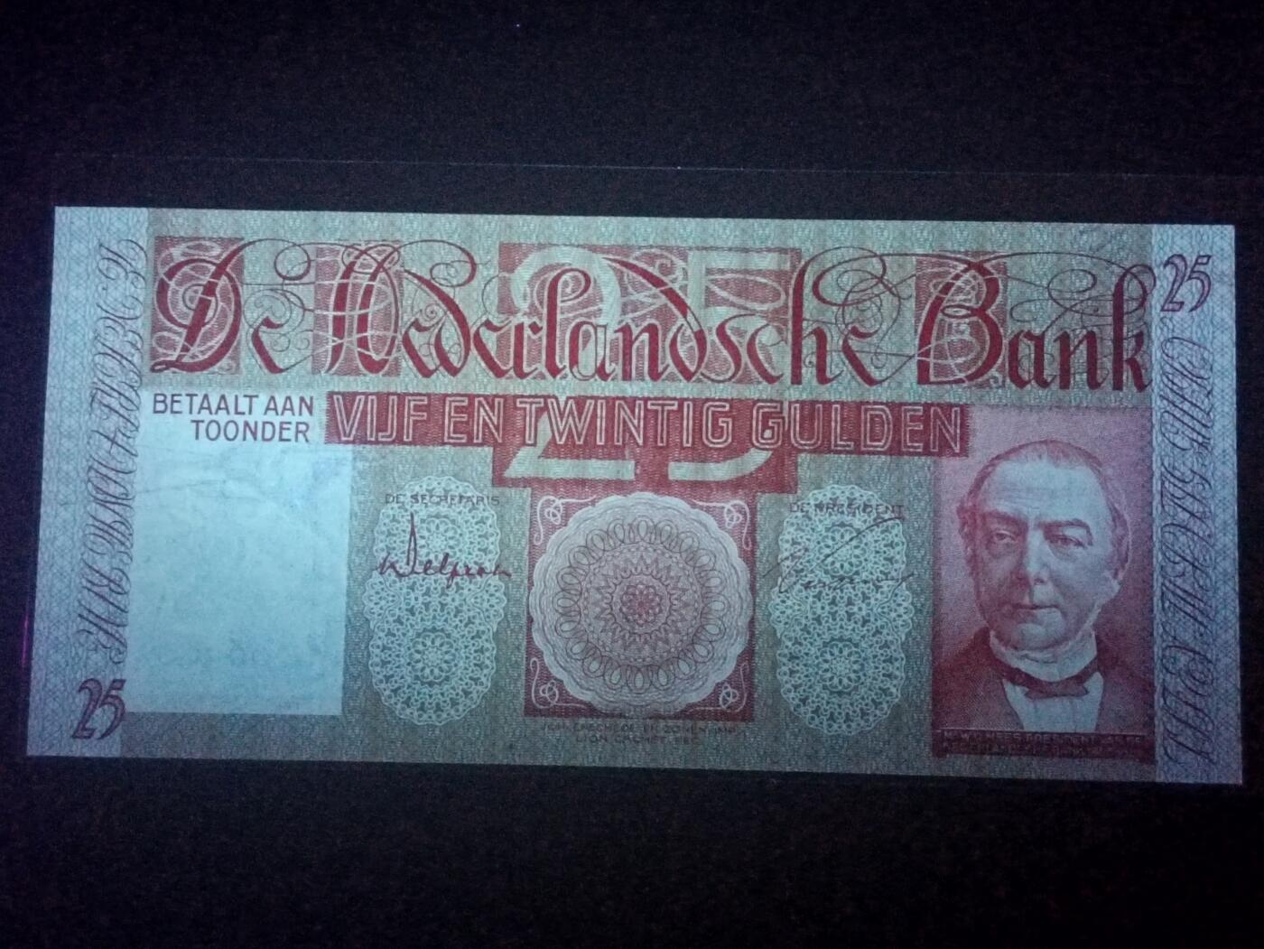 2026二月第一期，总215期 荷兰1931年25盾流通好品XF无47，1863年曾任荷兰央行行长的梅斯爵士