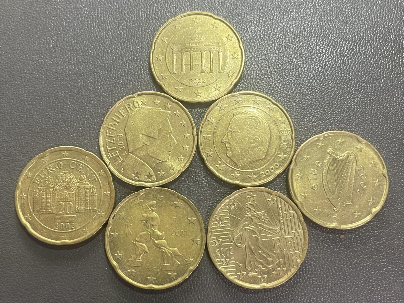 回流0201 20欧分不同国家7枚