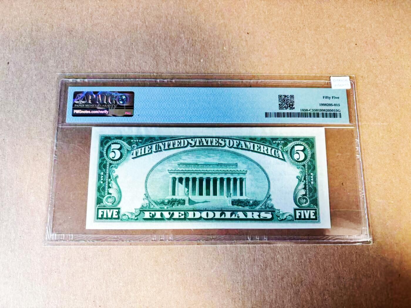 【Blue Auction】世界纸币精拍第781期——18级TOP拍卖/信誉/品质/专业/高效💫 【无47】美国 费城 1929年5美金 国民券 PMG55