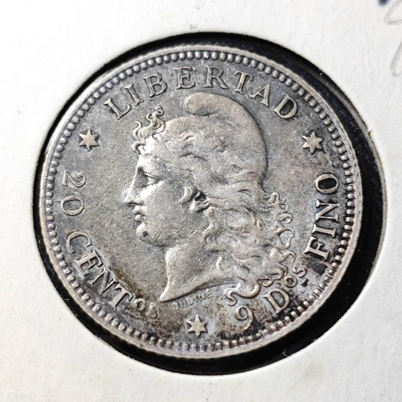 KK钱币收藏小铺  第398期 百期特拍（四拍之二） 2月预留时间 周末发货  1883阿根廷20分银币