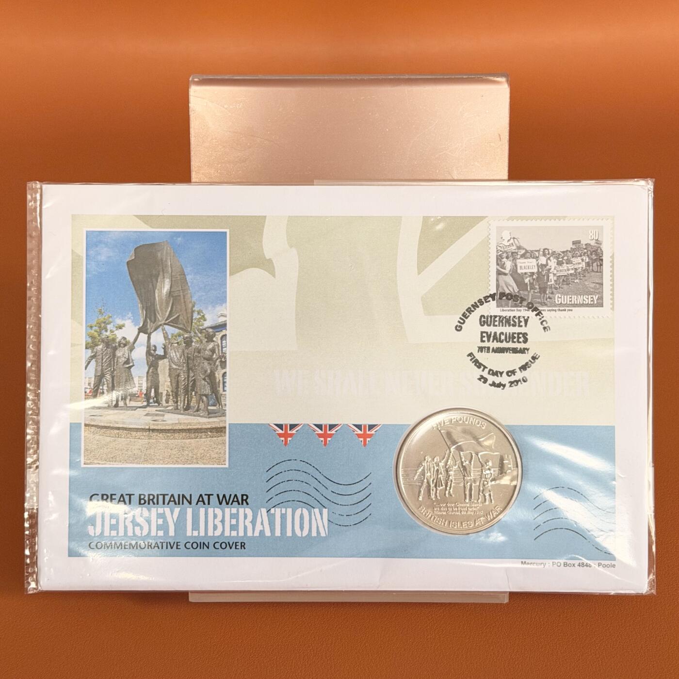 ＜星葵🌻钱币社＞散币克朗场第69期·2月3日发货 〈邮币封〉泽西岛2010年不列颠群岛战争·泽西岛解放5镑克朗型纪念币