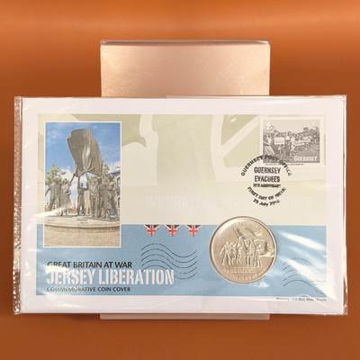 ＜星葵🌻钱币社＞散币克朗场第69期·2月3日发货 - 〈邮币封〉泽西岛2010年不列颠群岛战争·泽西岛解放5镑克朗型纪念币