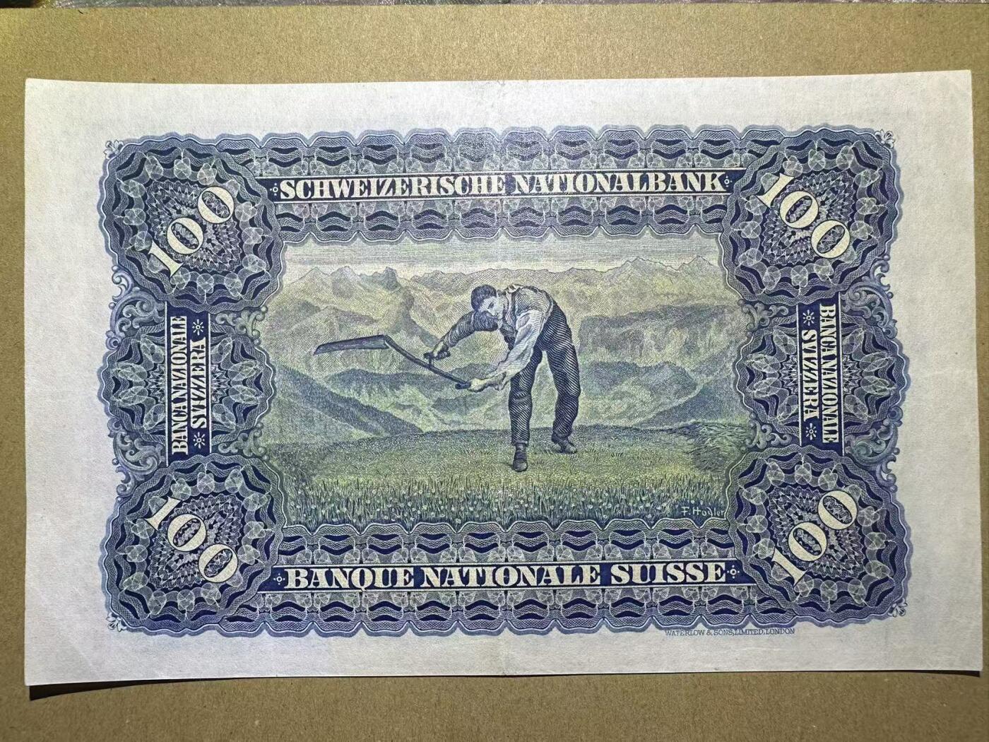【Blue Auction】世界纸币精拍第781期——18级TOP拍卖/信誉/品质/专业/高效💫 瑞士 1949年100法郎 AU品相