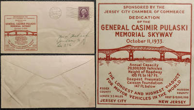 洪涛臻品批发群 精选邮票限时拍卖第1242期  - 美国1933年首日天桥建成纪念实寄封 左下角印乔治亚州卡西米尔·普拉斯基将军 纪念天桥,贴华盛顿总统邮票,销首日机盖戳。难得的早期天桥专题邮品
