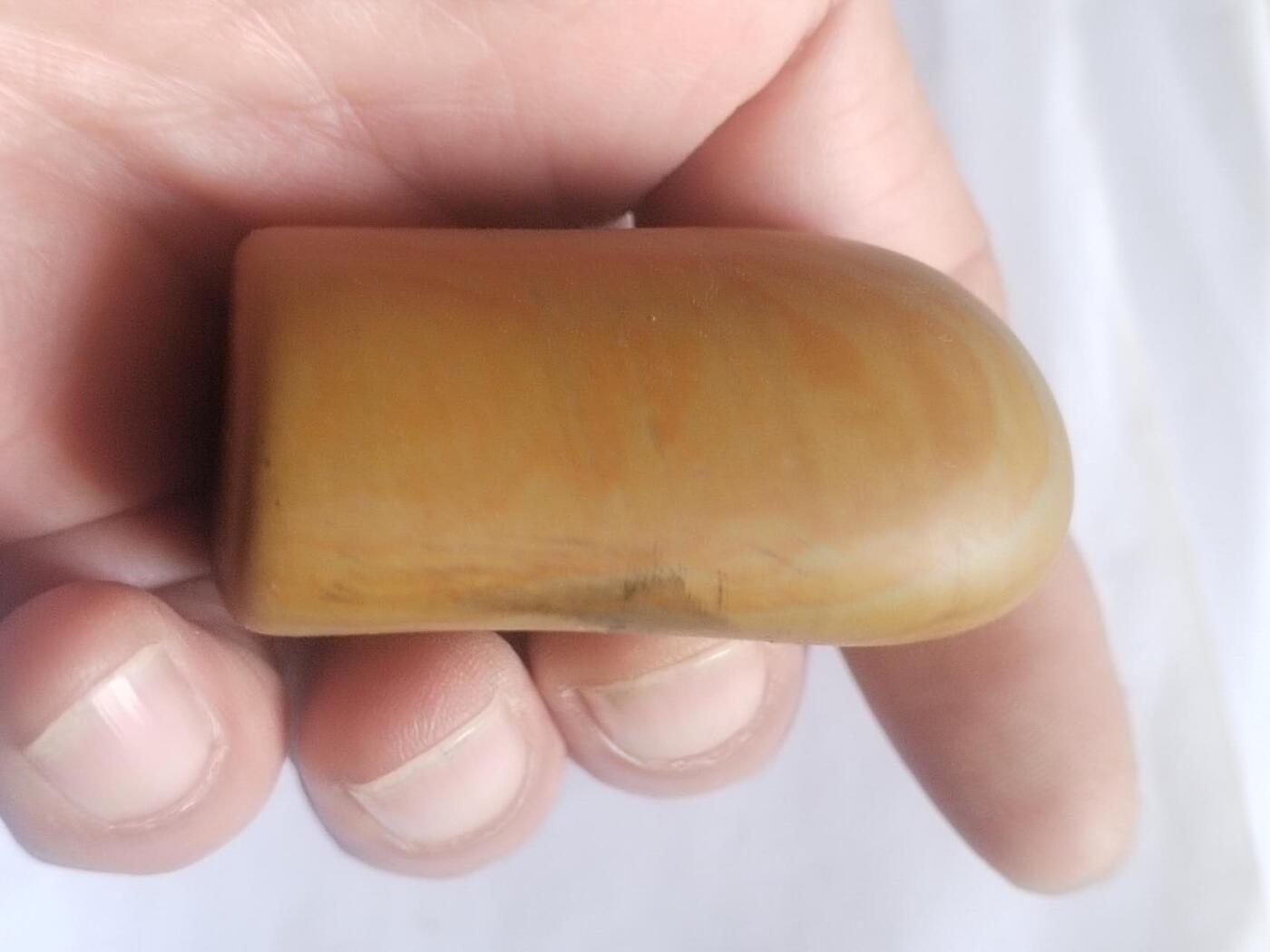 综合 黄腊石手把件。笃行。