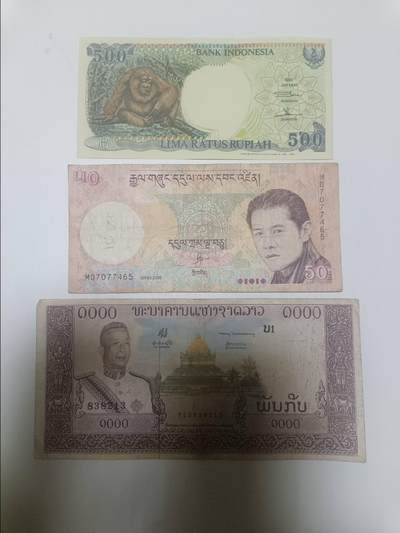 【20260203】非全新纸币和硬币第331场 - 亚洲国家3张纸币，有字迹