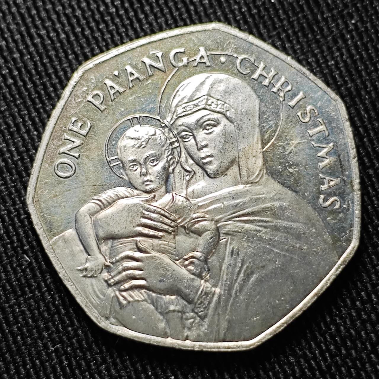 KK钱币收藏小铺  第398期 百期特拍（四拍之二） 2月预留时间 周末发货  1984汤加1潘果纪念币 圣诞节耶稣与玛利亚纪念 发行量仅5千 稀少品种