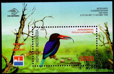 洪涛臻品批发群 精选邮票限时拍卖第1243期  - 印度尼西亚1998年翠鸟小型张全品高面值