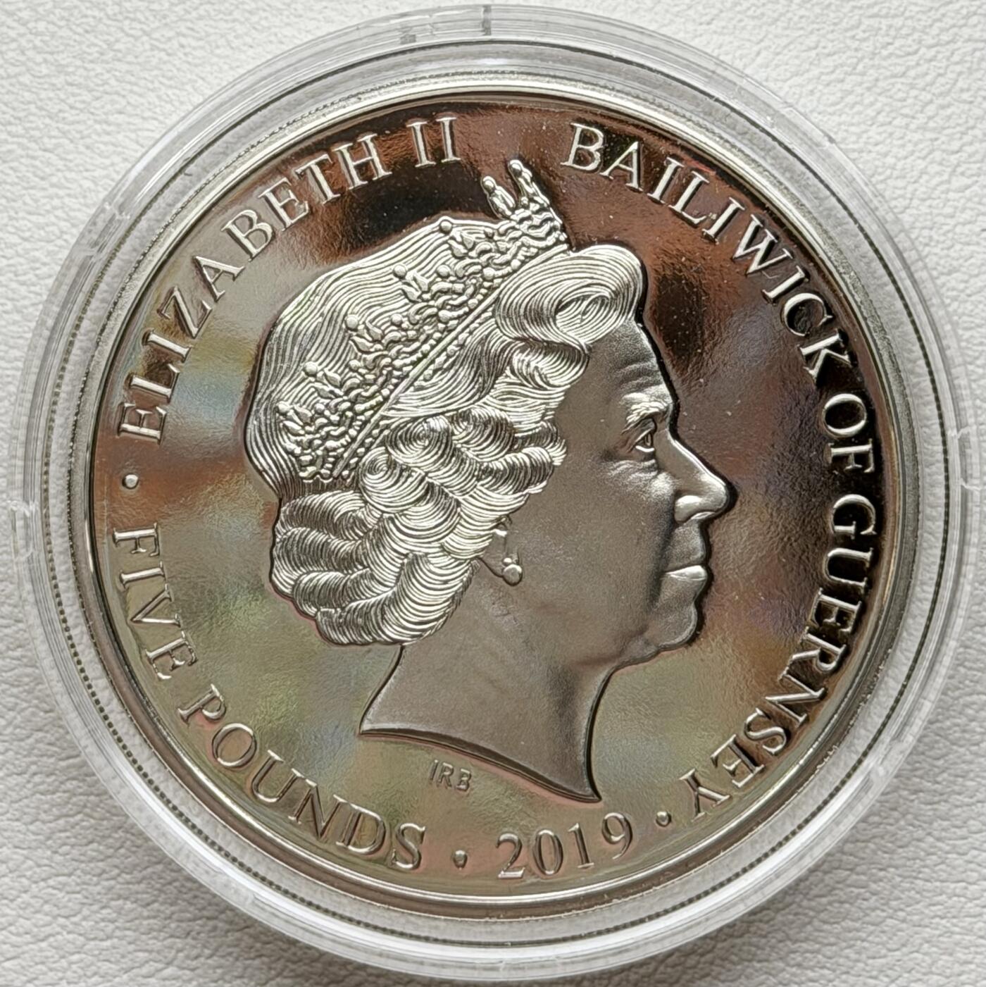 ＜星葵🌻钱币社＞散币克朗场第69期·2月3日发货 根西岛2019年诺曼底登陆24小时·22点·滑翔机卸载物资5镑克朗型精制纪念币