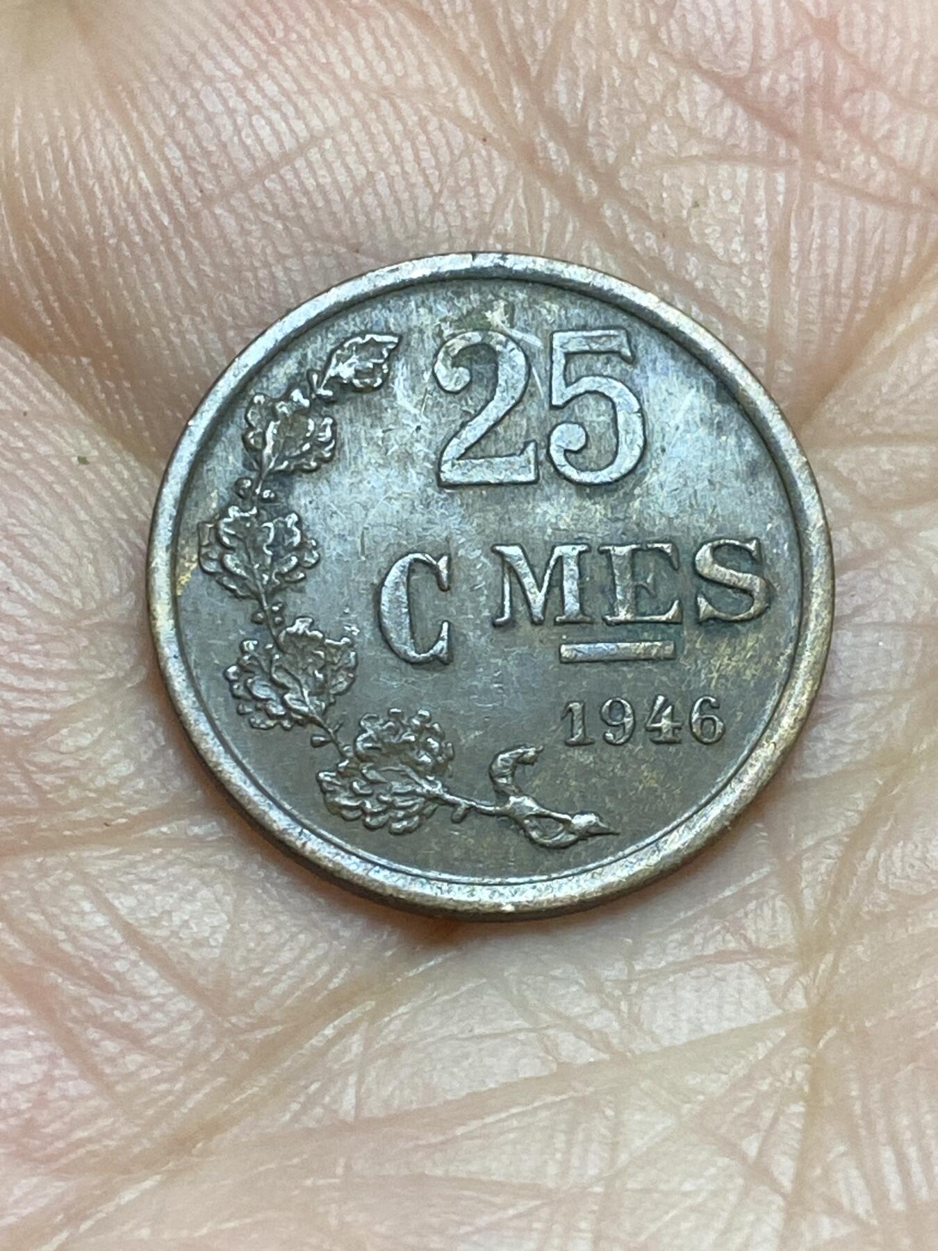 2026年第十六场(总第一百八十五场）外国好品散币场(免佣金) 卢森堡🇱🇺1946年25分(七任大公夏洛特夫人时期第四版，首发年仅发行2年)