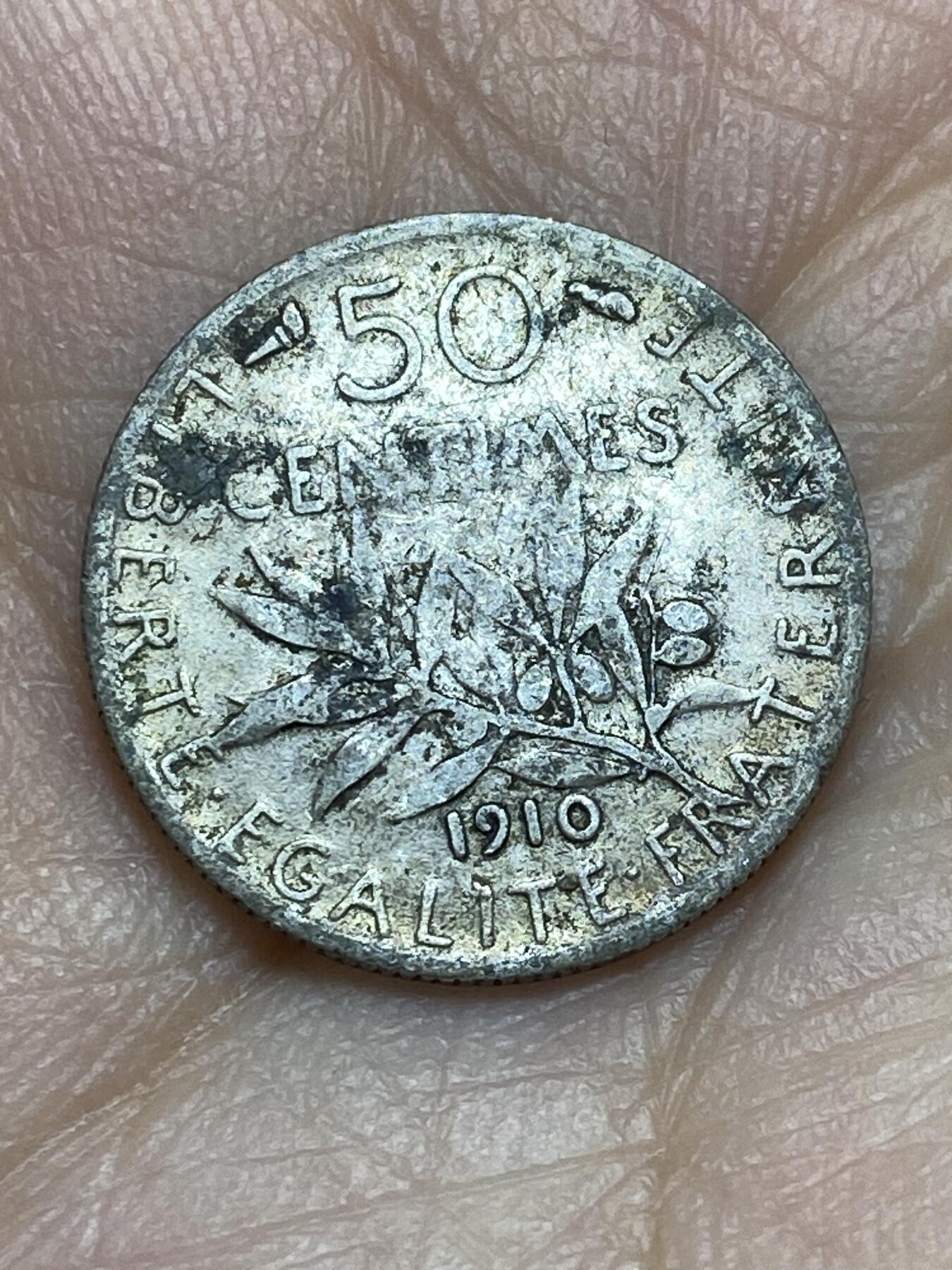 2026年第十六场(总第一百八十五场）外国好品散币场(免佣金) 法兰西第三共和国1910年50生丁银币(第三版，835高银)