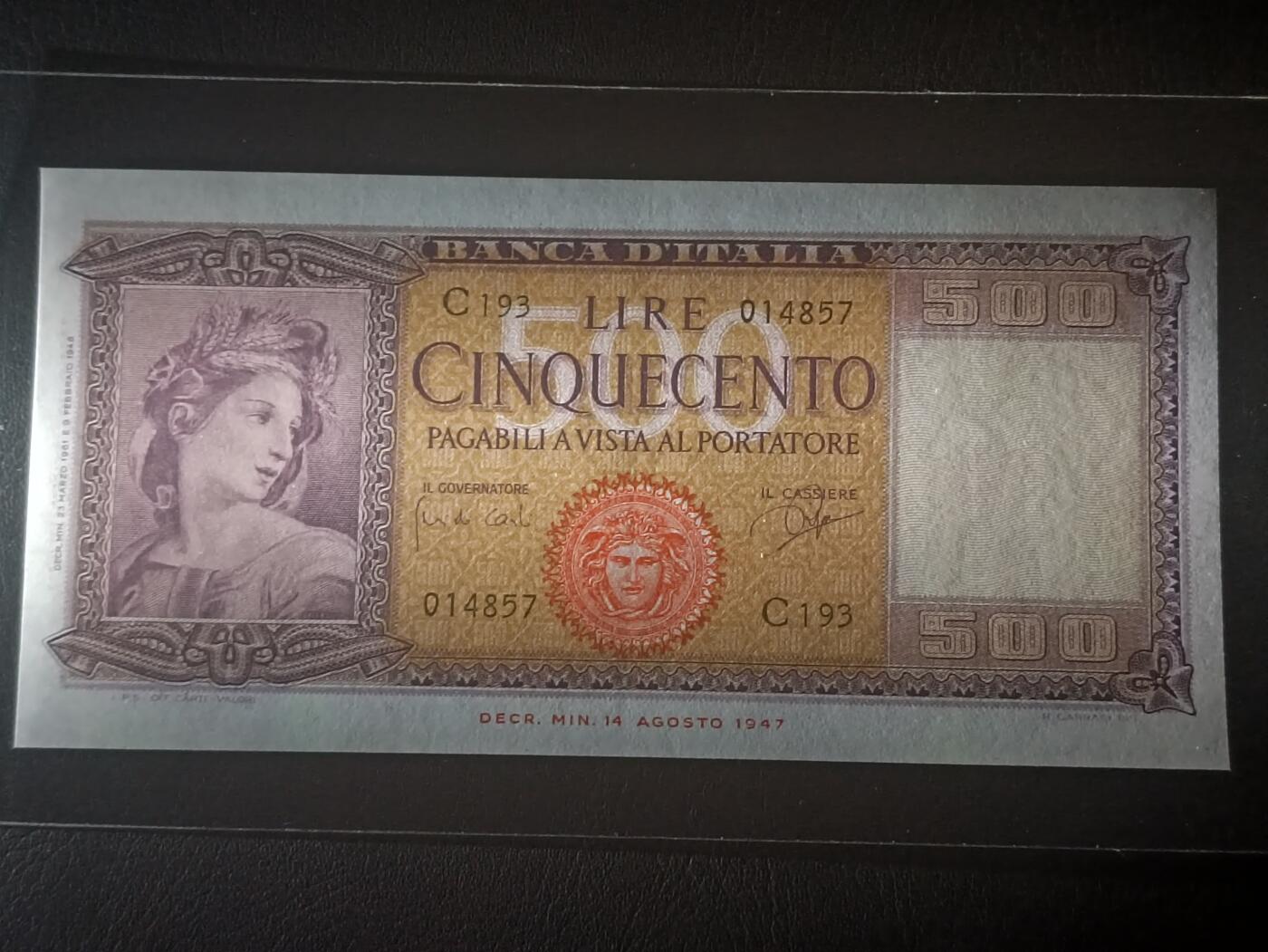 2026二月第一期，总215期 意大利1961年500里拉UNC-，谷神肖像