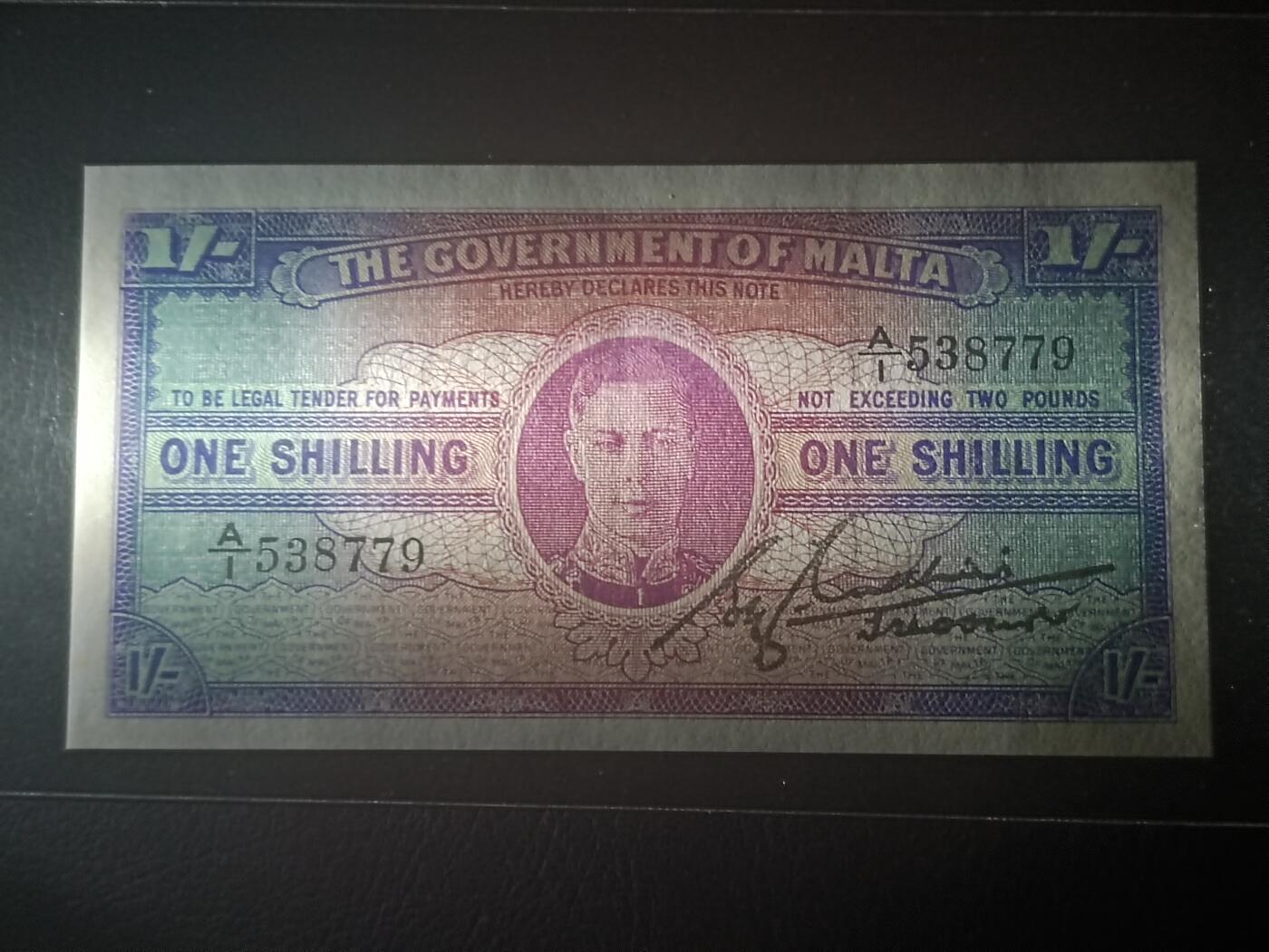 2026二月第一期，总215期 英属马耳他1943版1先令UNC-首冠A/1，乔治六世国王，稀有英属殖民地品种