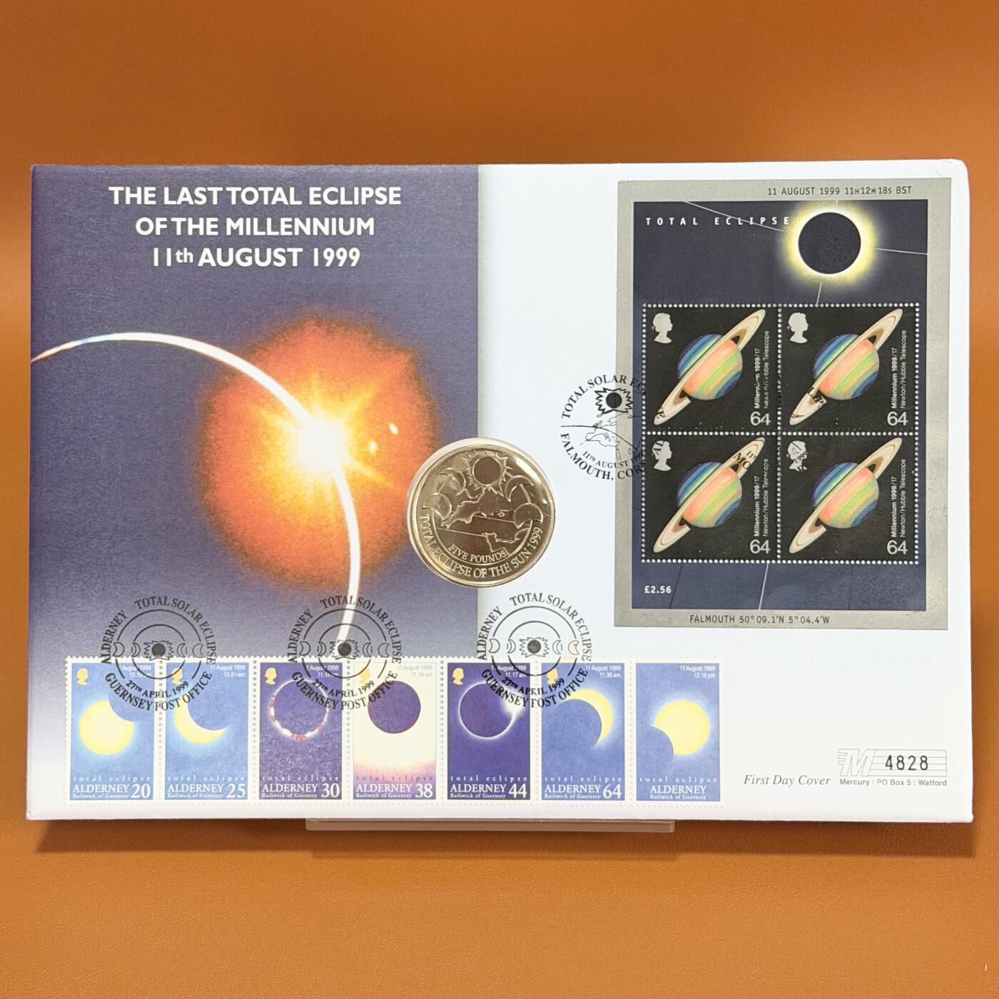 ＜星葵🌻钱币社＞散币克朗场第69期·2月3日发货 〈邮币封〉奥尔德尼岛1999年日全食5镑克朗型纪念币