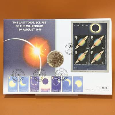 ＜星葵🌻钱币社＞散币克朗场第69期·2月3日发货 - 〈邮币封〉奥尔德尼岛1999年日全食5镑克朗型纪念币