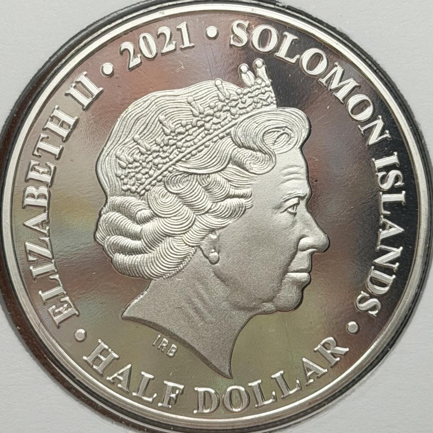 ＜星葵🌻钱币社＞散币克朗场第69期·2月3日发货 〈邮币封·发行量9999〉所罗门2021年女王诞辰95周年1/2元克朗型镀银类精制纪念币