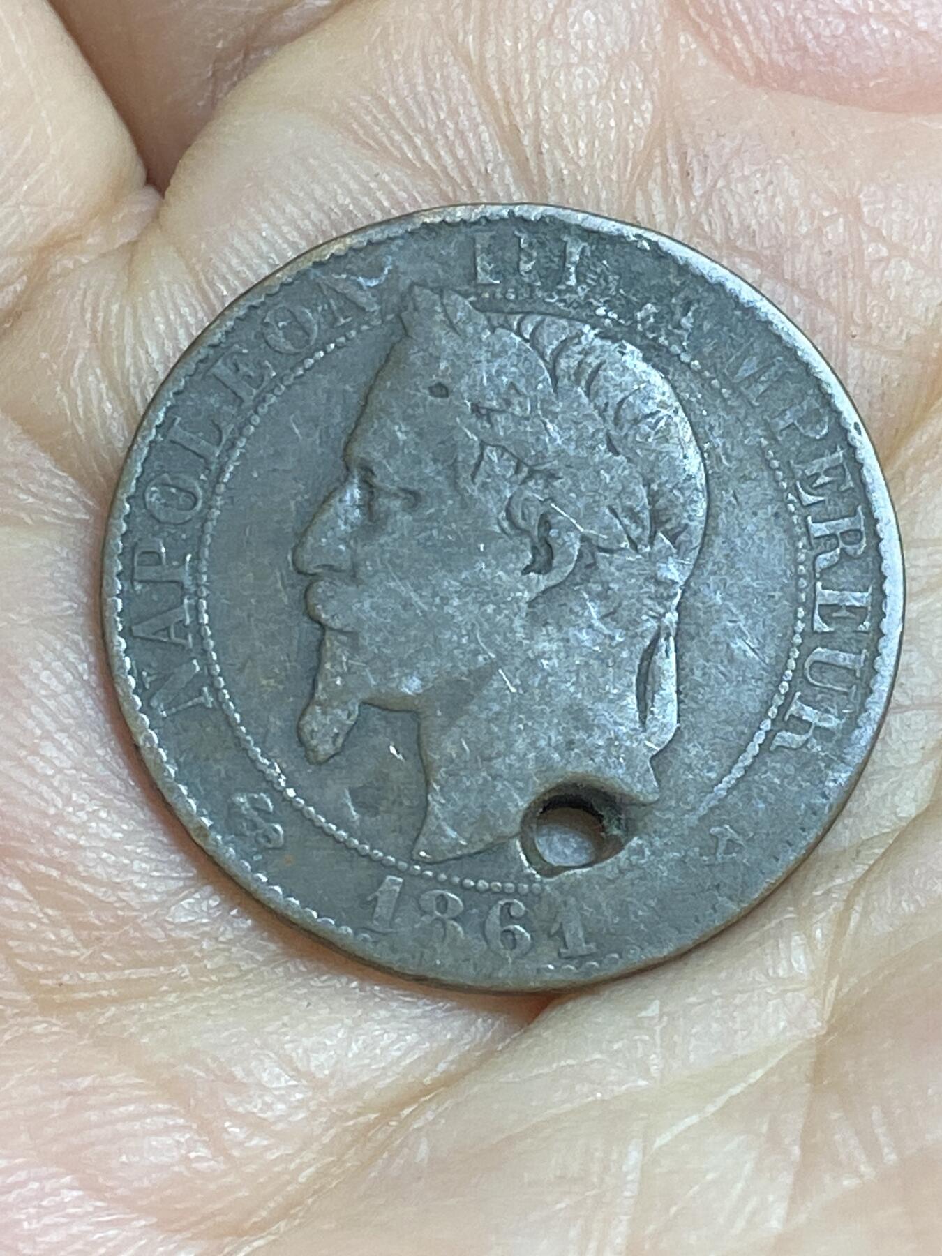 2026年第十六场(总第一百八十五场）外国好品散币场(免佣金) 打孔–法兰西第二帝国1864年5生丁(拿破仑三世第二版，K标波尔多造)