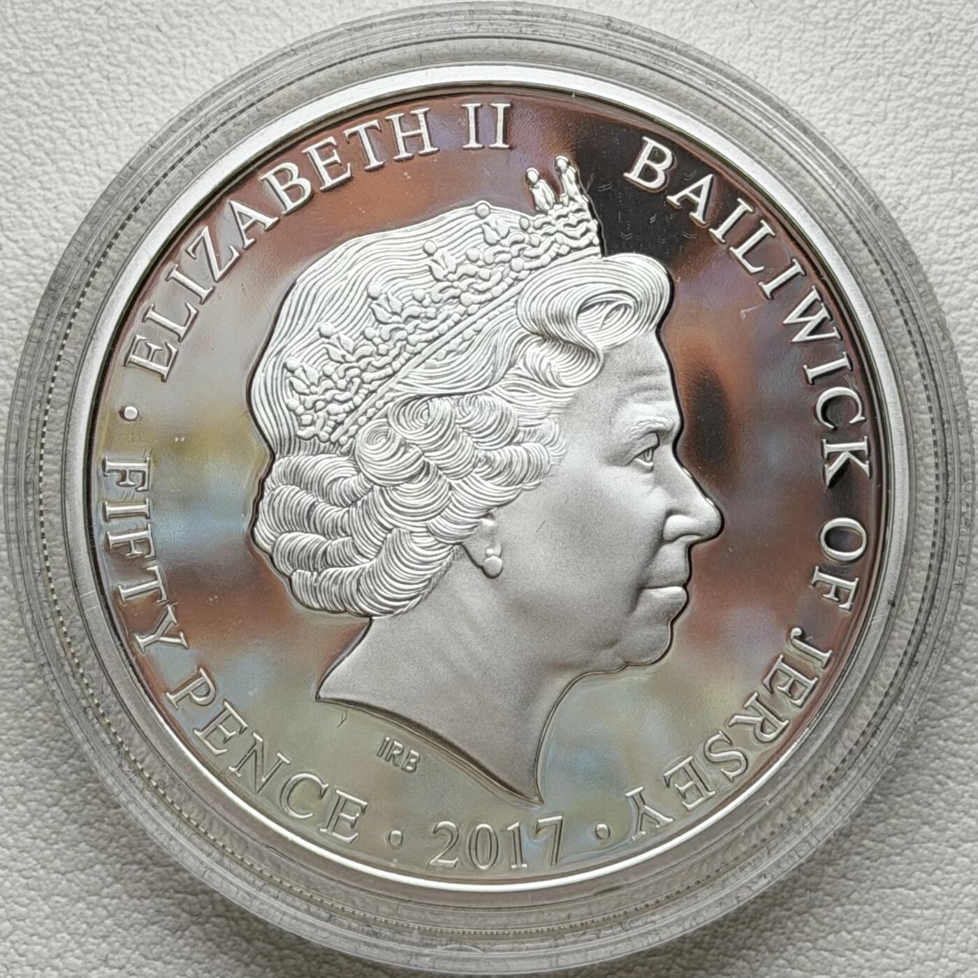 ＜星葵🌻钱币社＞散币克朗场第69期·2月3日发货 泽西岛2017年女王加冕65周年50便士克朗型纪念币