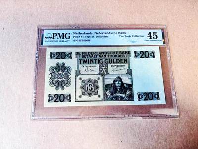 【Blue Auction】世界纸币精拍第781期——18级TOP拍卖/信誉/品质/专业/高效💫 - 【名家旧藏 尾88 无背标佳品】荷兰1926-36年20盾 水手掌舵 海马纹饰 PMG45仅5张更高分 无全新记录 58E成交价超2000欧元