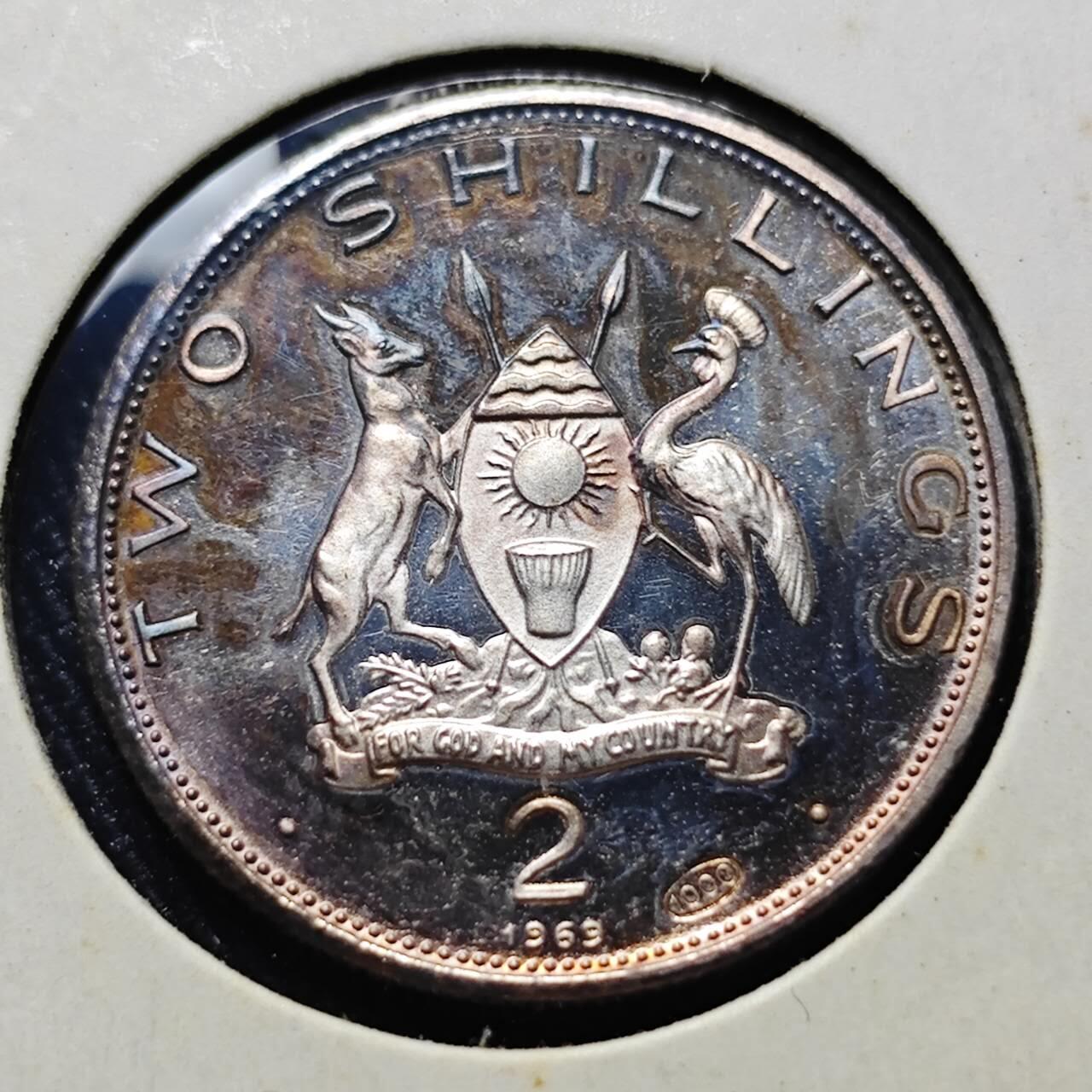 KK钱币收藏小铺  第398期 百期特拍（四拍之二） 2月预留时间 周末发货  1969乌干达2先令银币 纯银币4克!