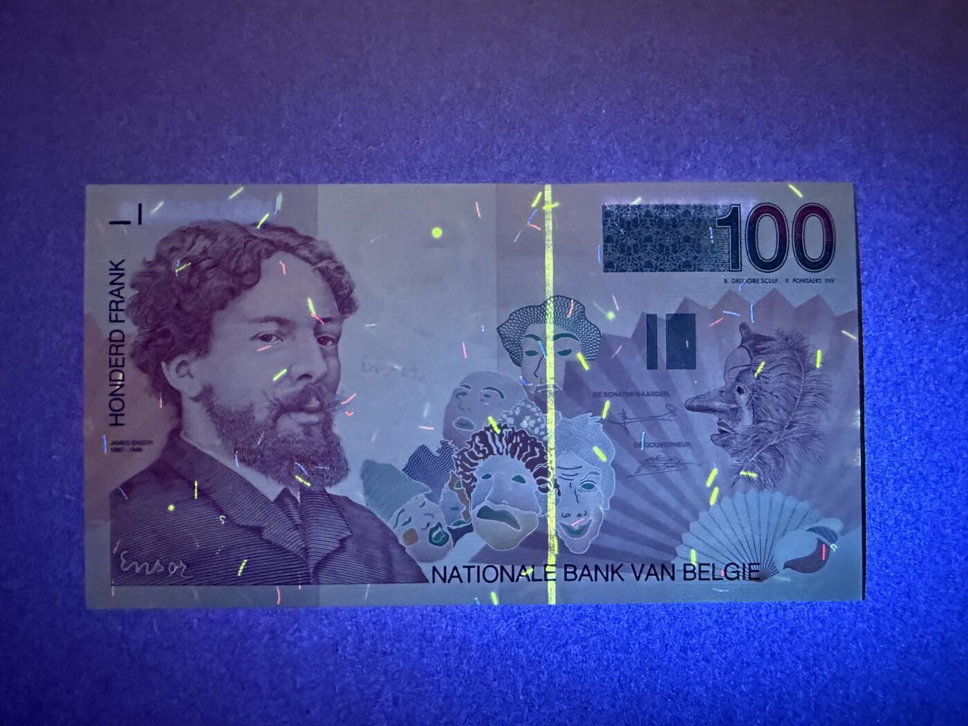 《艾美收藏》第230期-2.1周日外币年前精品场 比利时100法郎 UNC 末版 比利时画家恩索尔 无47