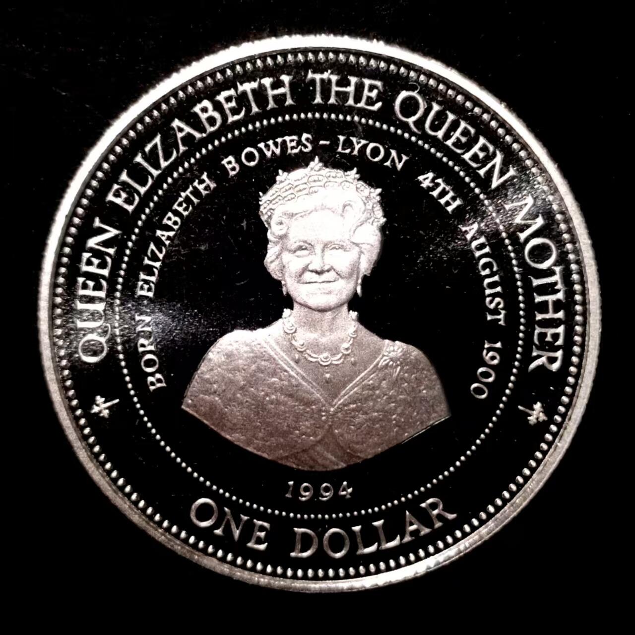 长老汇蛇年精选第九十七场拍卖 巴巴多斯1994年精制纪念银币 女王母亲 10克 500银，银价148