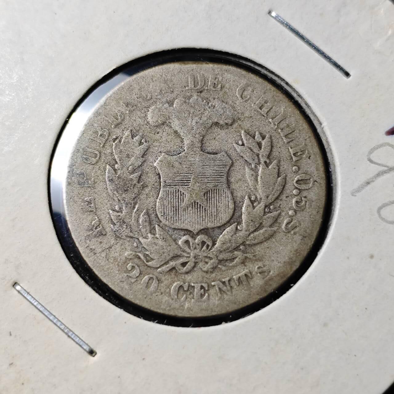 KK钱币收藏小铺  第398期 百期特拍（四拍之二） 2月预留时间 周末发货  1893智利20分银币