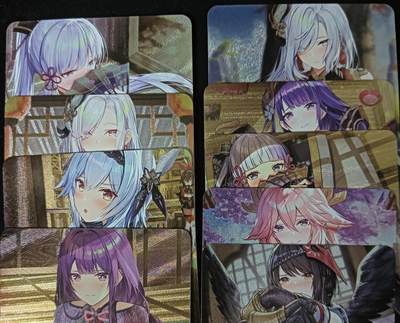 花开卡拍第61期（3月7号周六截拍，品控勿拍!!!拍品不寄存，运费5元（新疆需补运费差价或顺丰到付），自制卡难免瑕疵，可能存在轻微撞角爆边等出厂瑕疵，品控介意勿拍！） - 殿兔艺术，原神粗闪九张