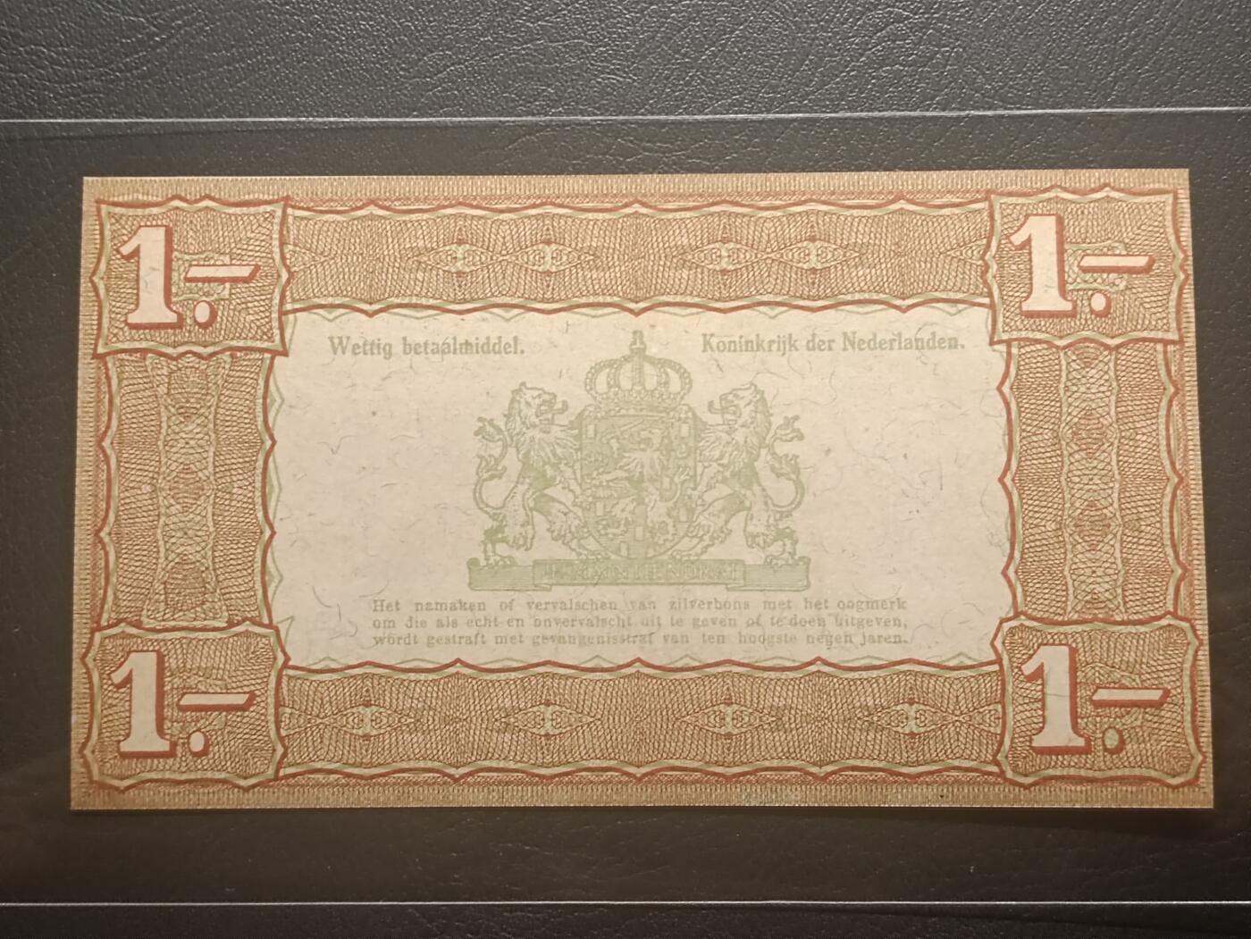 2026二月第一期，总215期 荷兰1938年银币兑换券1盾UNC-雷达号892298