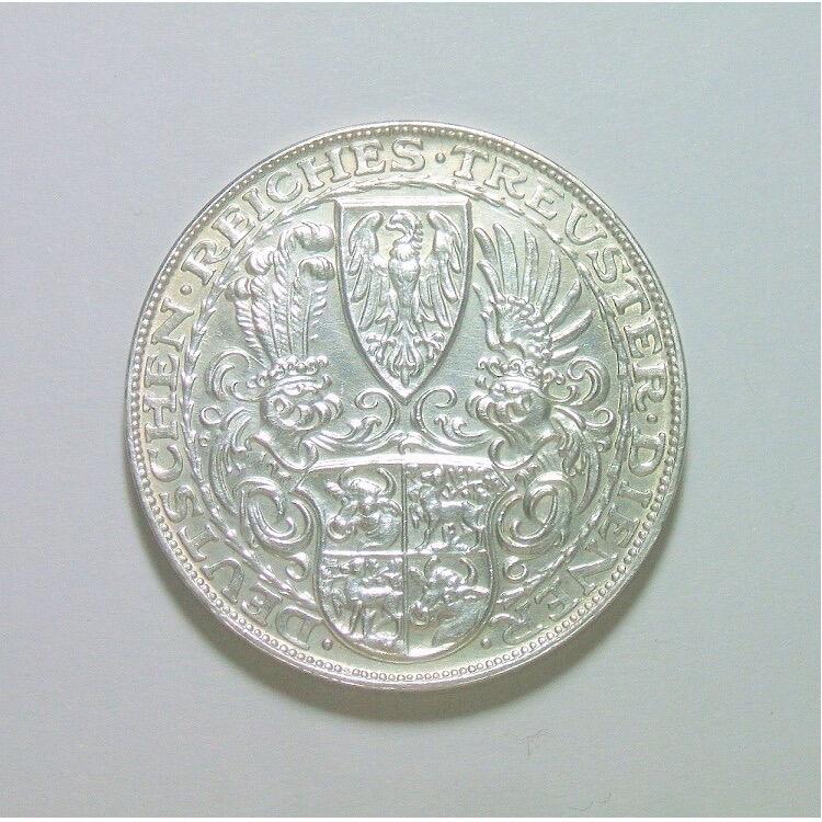 【银】德国魏玛1927年 兴登堡80大寿5马克大银币 爽品