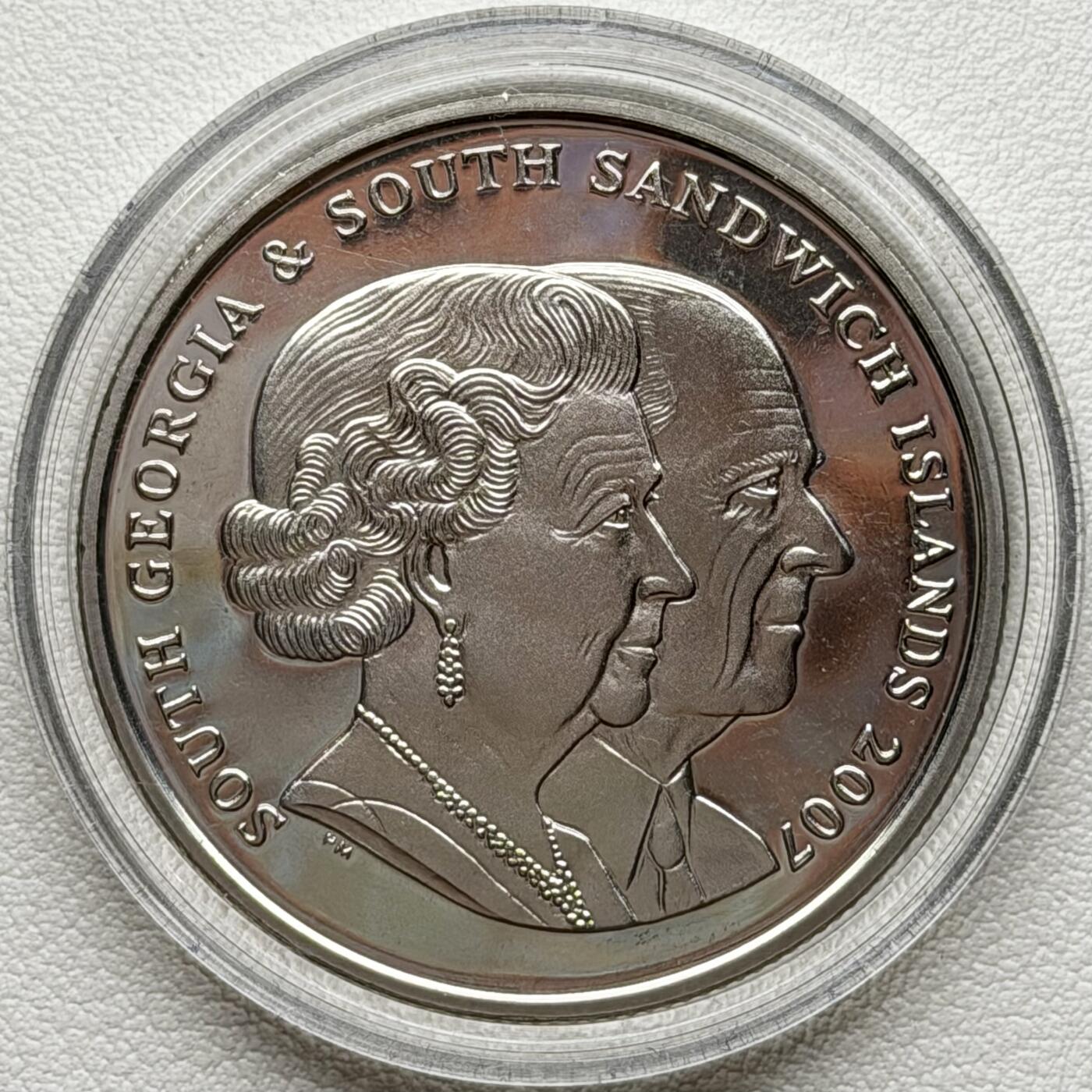 ＜星葵🌻钱币社＞散币克朗场第69期·2月3日发货 南乔治亚岛和南桑威奇群岛2007年钻石婚纪念2镑克朗型纪念币