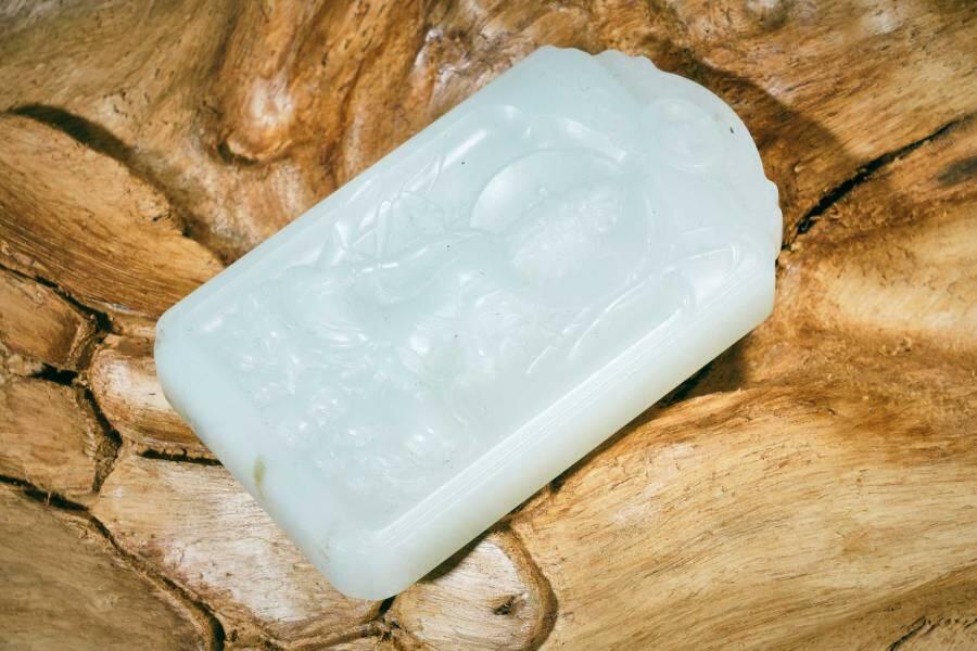 上海都达杂项专场十二（全场包邮】 和田玉籽料精雕《竹林观音》挂件89-28