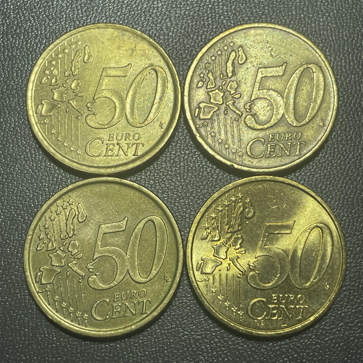 回流0201 西班牙、希腊、意大利、法国50欧分4枚