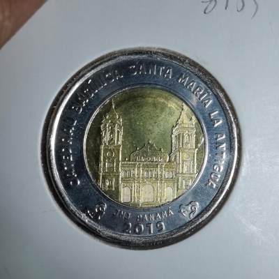 沼泽如烟--第981场 - 巴拿马2019年1巴波亚双色纪念币 26mm 安提瓜的圣玛利亚大教堂