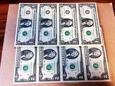 【Blue Auction】世界纸币精拍第781期——18级TOP拍卖/信誉/品质/专业/高效💫 - 【一组2张四连体】美国 2003-2009年1-2美金 全新UNC 超大票幅