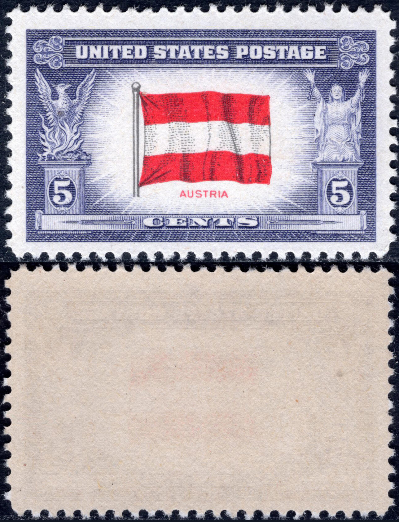 洪涛臻品批发群 精选邮票限时拍卖第1243期  美国1943 奥地利-二战被占领国国旗 全品