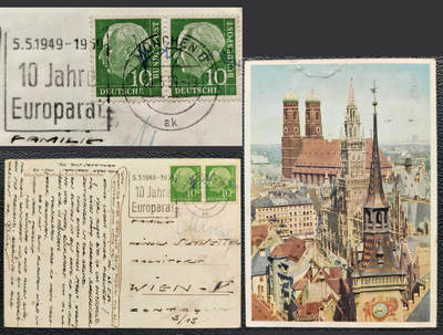 洪涛臻品批发群 精选邮票限时拍卖第1242期  - 1959德国宣传戳：1949.5.5--1959欧洲统一化10周年  (备注：1949.5.5欧洲委员会成立, 以欧洲统一为目标进行了许多活动）