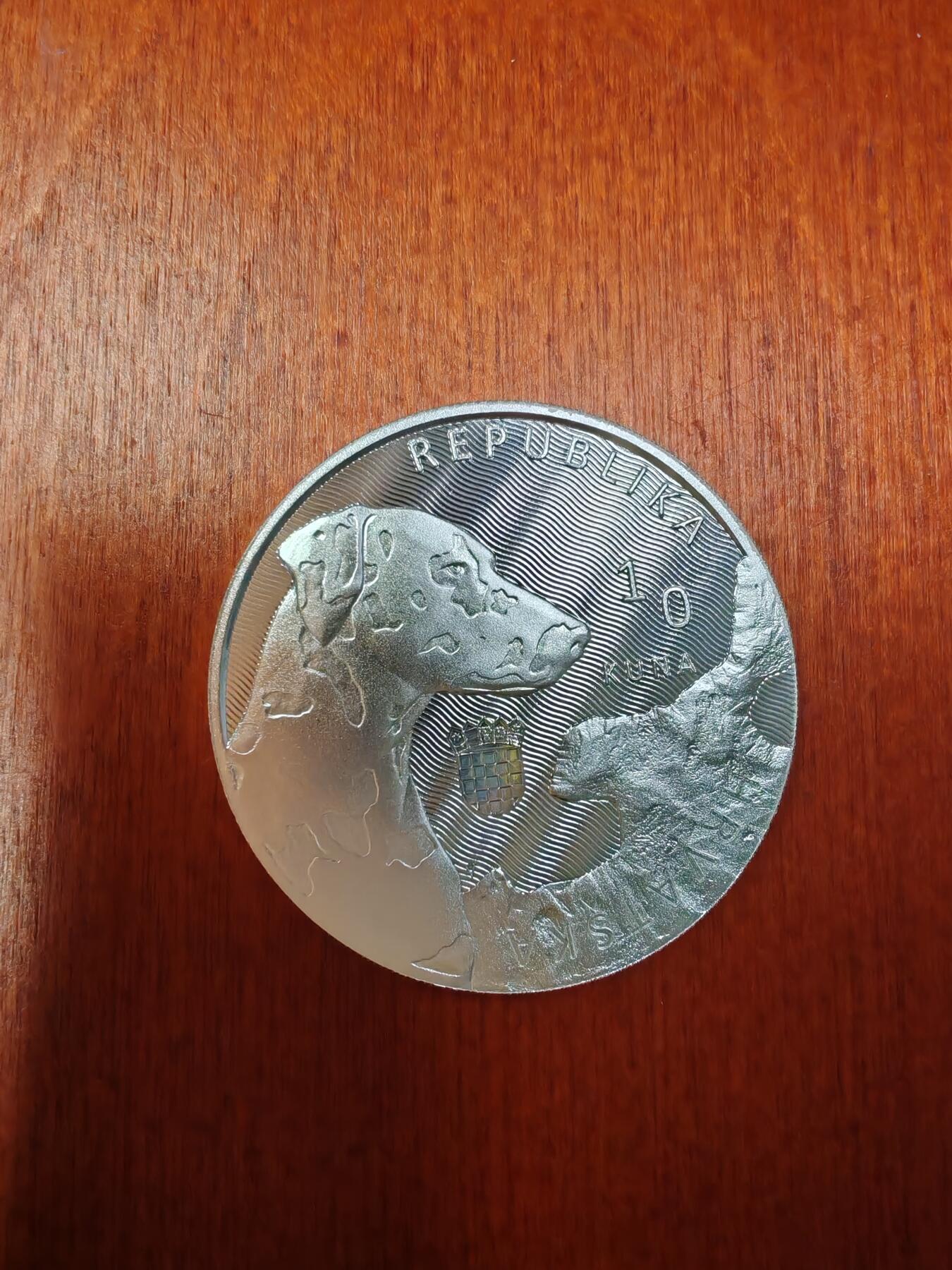 长老汇蛇年精选第九十七场拍卖 2021克罗地亚世界名犬斑点狗10库纳银币，1盎司999银，1.5万枚，超受欢迎的品种