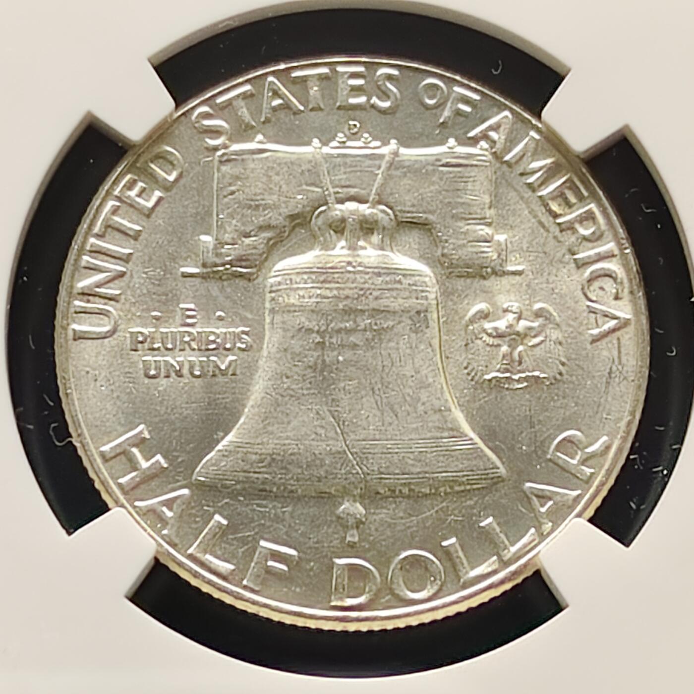 【全场包邮】纯粹捡漏拍499场-持续更新中 美国1963年富兰克林半元银币【31毫米12.5克90%，纯银价约316元（按28元银价折算）】-NGC MS62