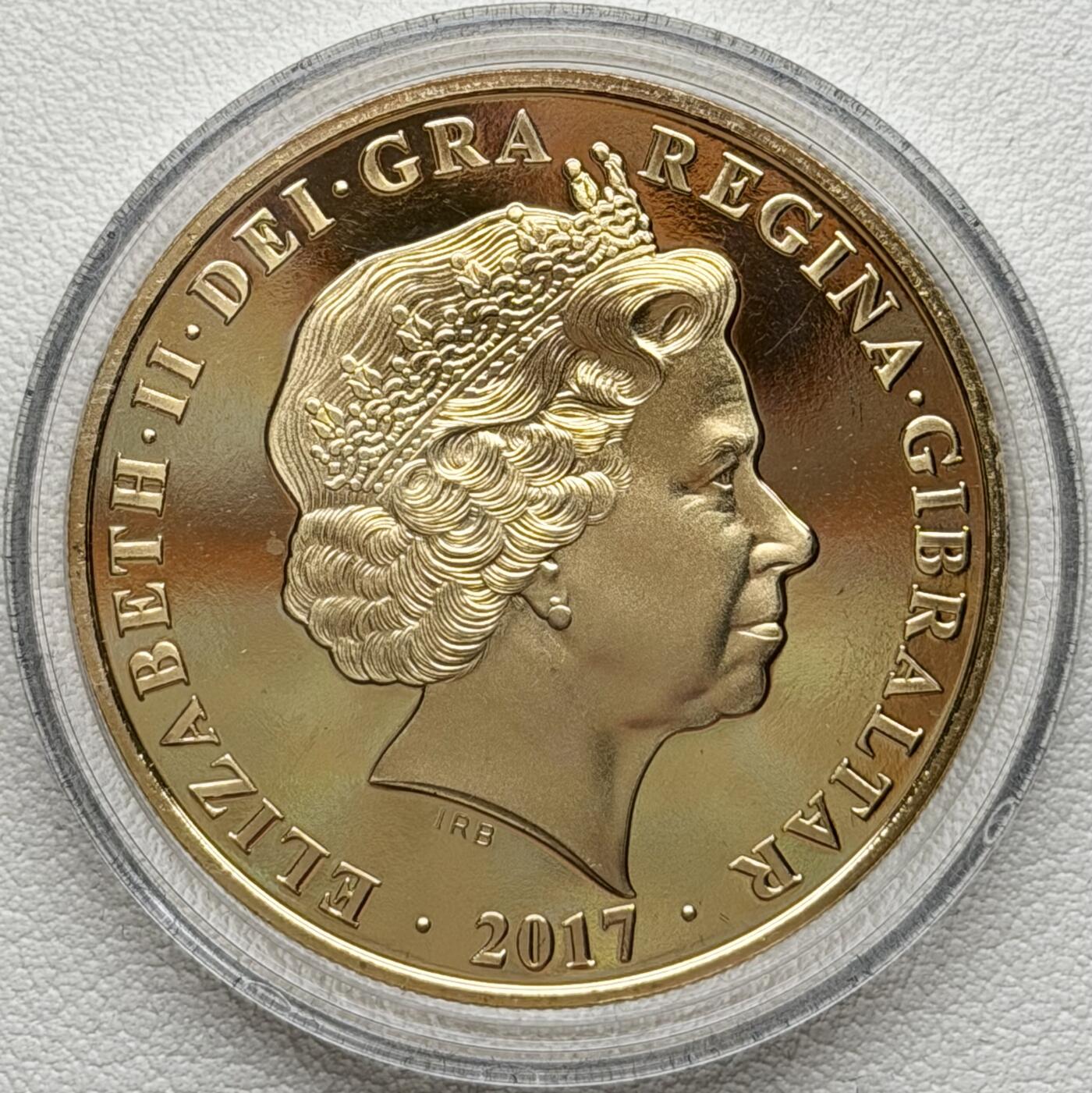 ＜星葵🌻钱币社＞散币克朗场第69期·2月3日发货 直布罗陀2017年温莎王朝百年庆典1克朗镀金镀铑纪念币