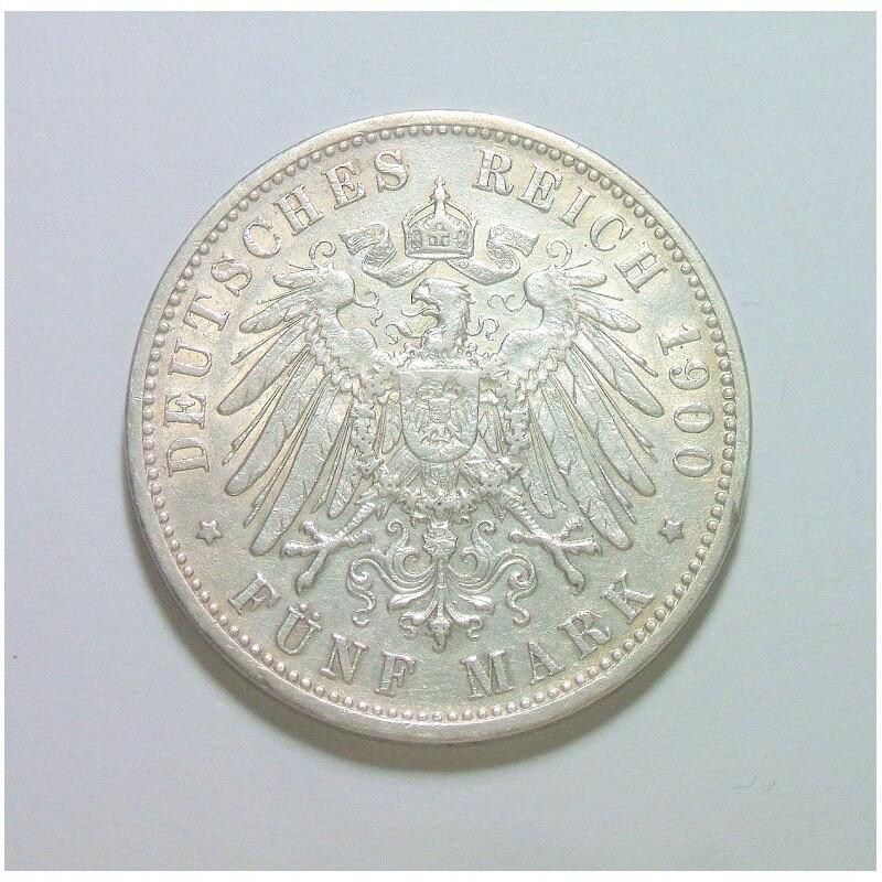 【银】德国巴登1900年 腓特烈一世5马克大银币 极美品