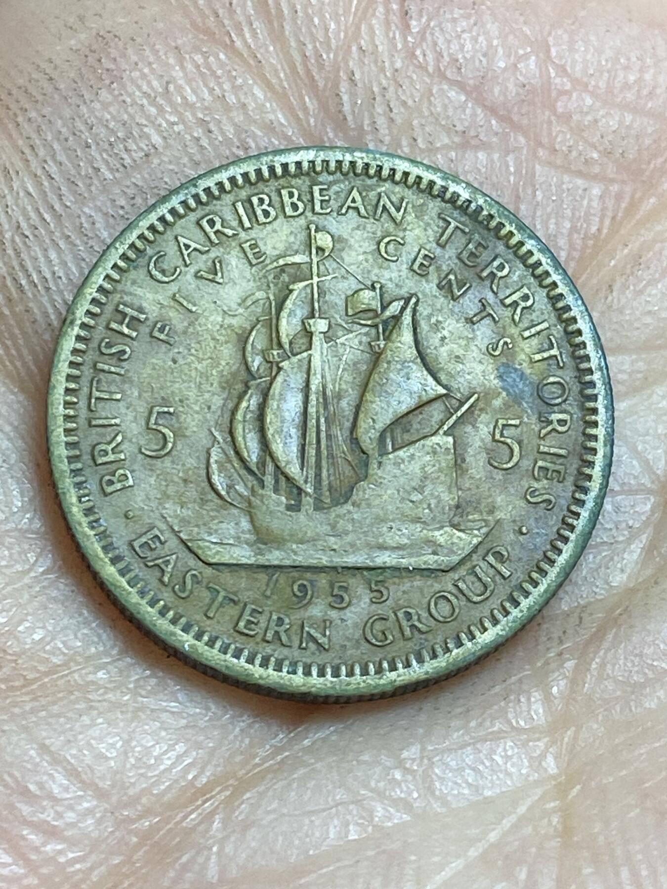 2026年第十六场(总第一百八十五场）外国好品散币场(免佣金) 英属加勒比领地1955年5分(伊丽莎白二世青年带冠，首发年)