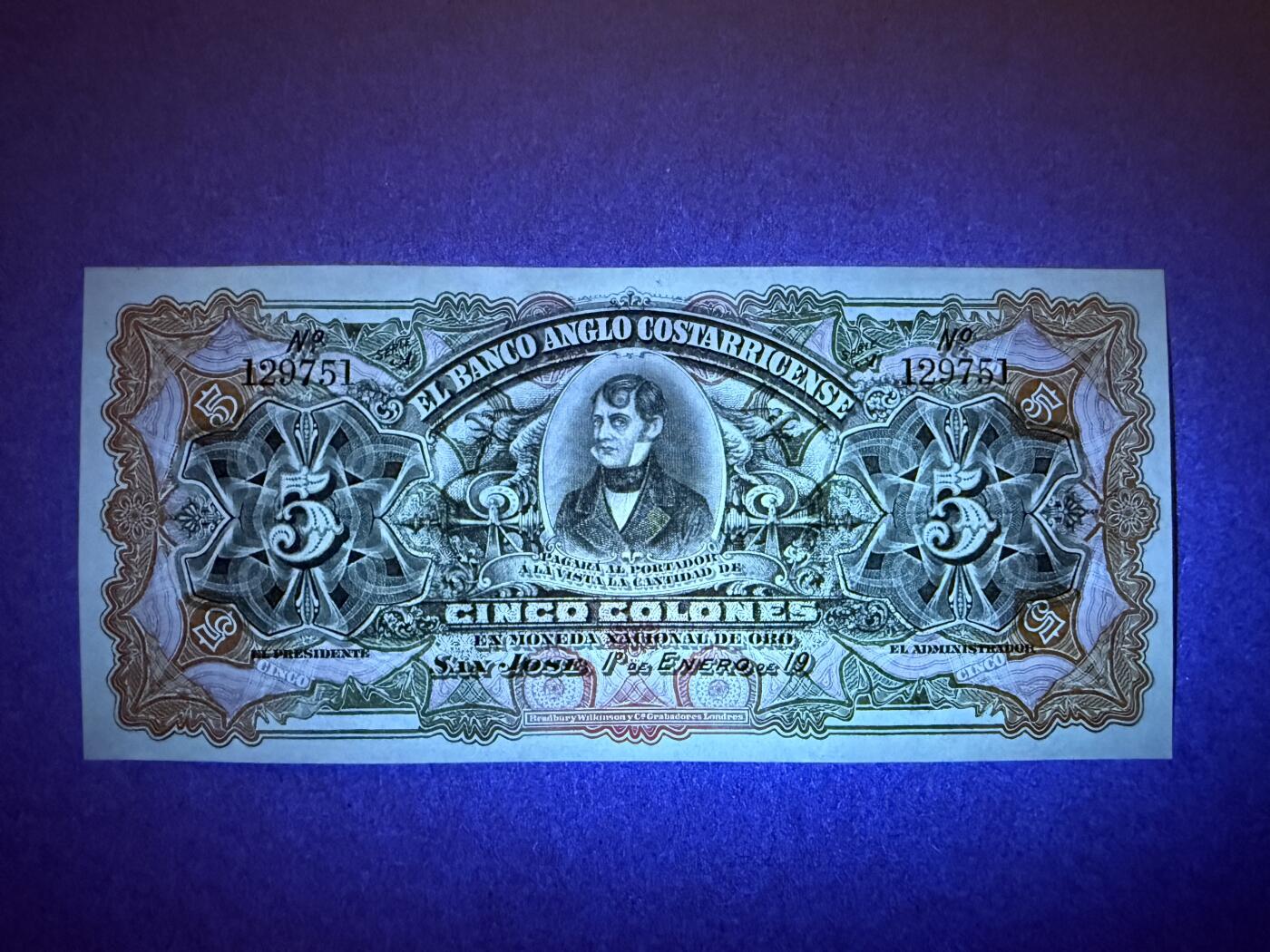 《艾美收藏》第230期-2.1周日外币年前精品场 哥斯达黎加5科朗 UNC 1903-1917年老版本 无4