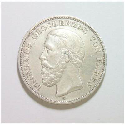 【银】德国巴登1898年 腓特烈一世5马克大银币 爽品 - 【银】德国巴登1898年 腓特烈一世5马克大银币 爽品