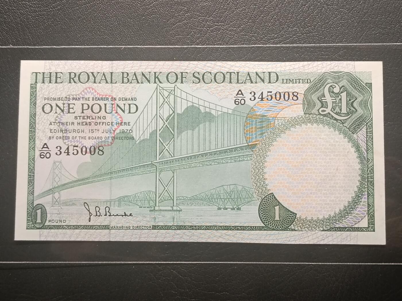 2026二月第一期，总215期 苏格兰皇家银行1970年1镑UNC，第二代福斯桥