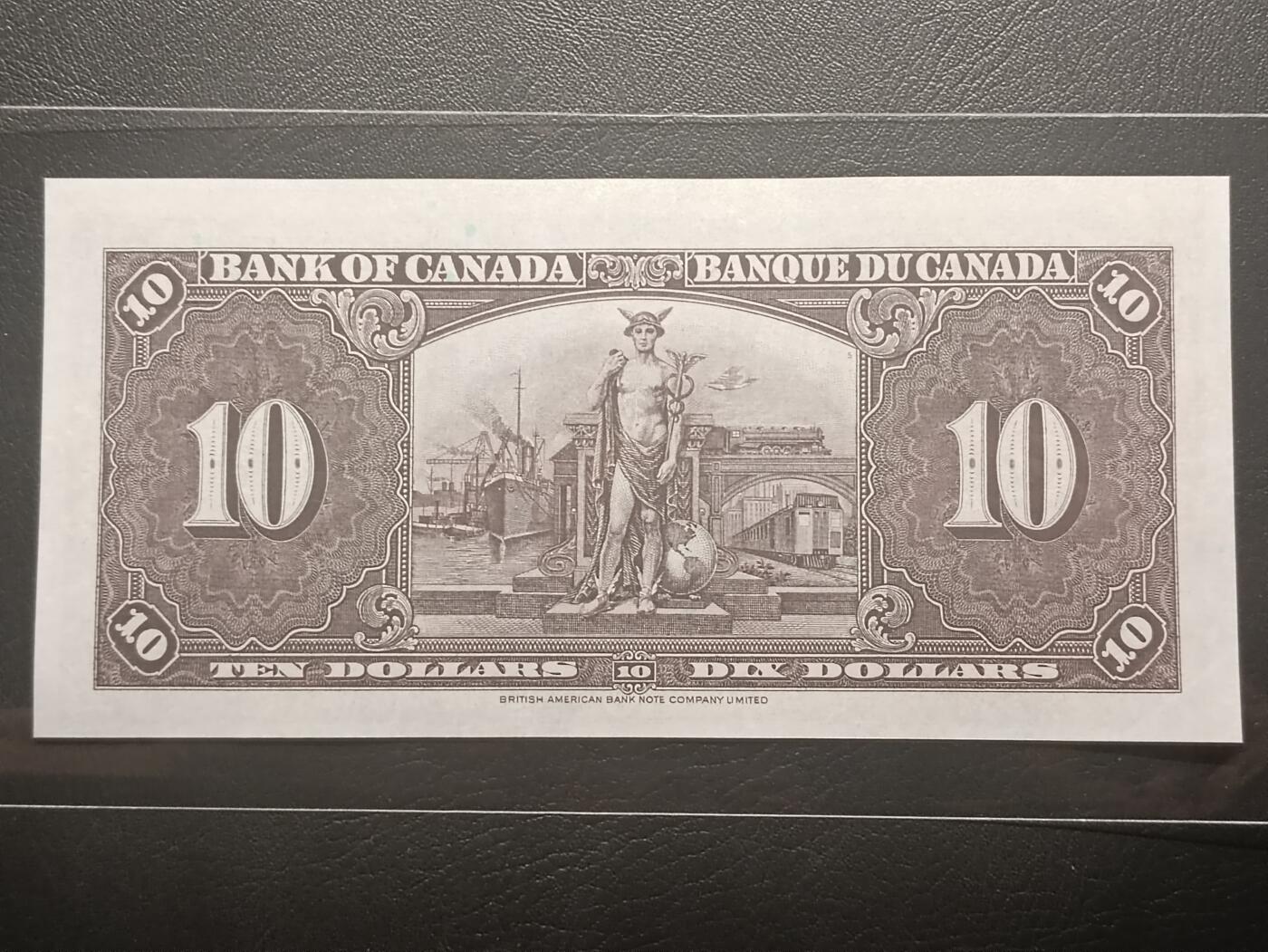 2026二月第一期，总215期 加拿大1937版10元UNC-，乔治六世国王和商业神墨丘利，稀有中高面值品种