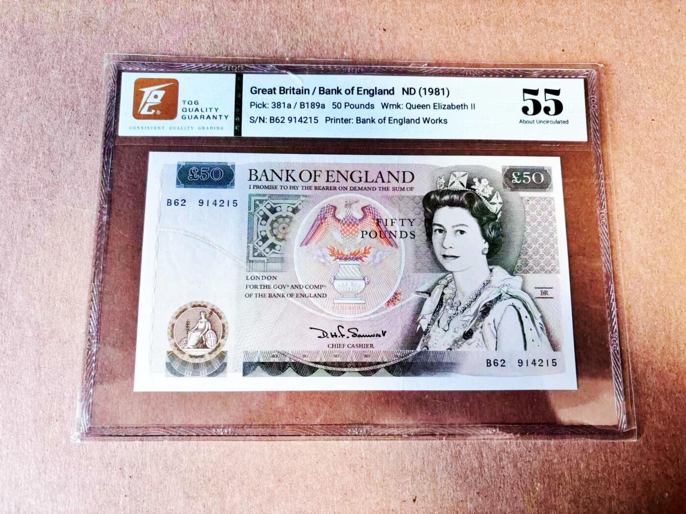 【Blue Auction】世界纸币精拍第781期——18级TOP拍卖/信誉/品质/专业/高效💫 英国D序列1981年50镑 TQG55