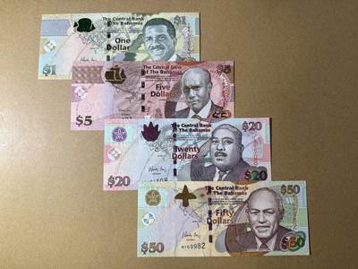 《艾美收藏》第230期-2.1周日外币年前精品场 - 巴哈马1、5、20、50元4张 UNC 2010-2015年老版 与美元同汇率