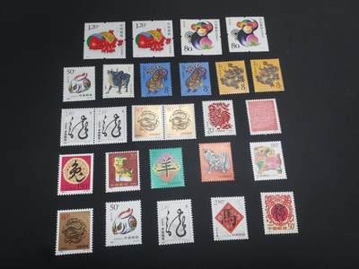 博彦收藏 TM  2月7日 8点邮票专场 全场包邮 - 新中国生肖一组，具体以图片为准，个别微黄，大部分全品
